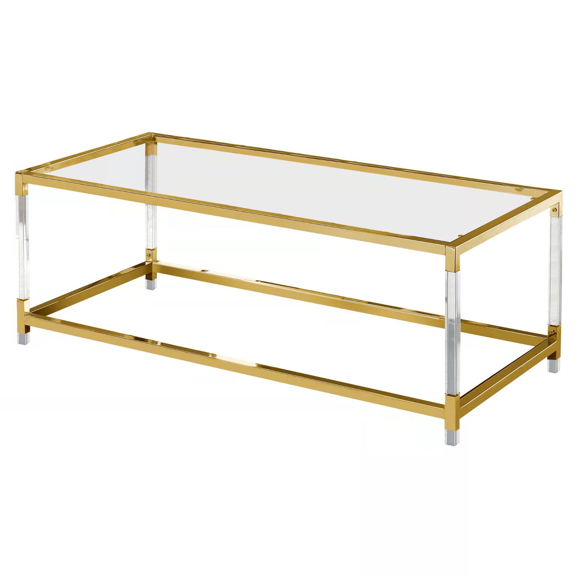 Everly Quinn Rectangle Acrylic Stainless Steel Coffee Table | Wayfair For Stainless Steel And Acrylic Coffee Tables (View 10 of 15)