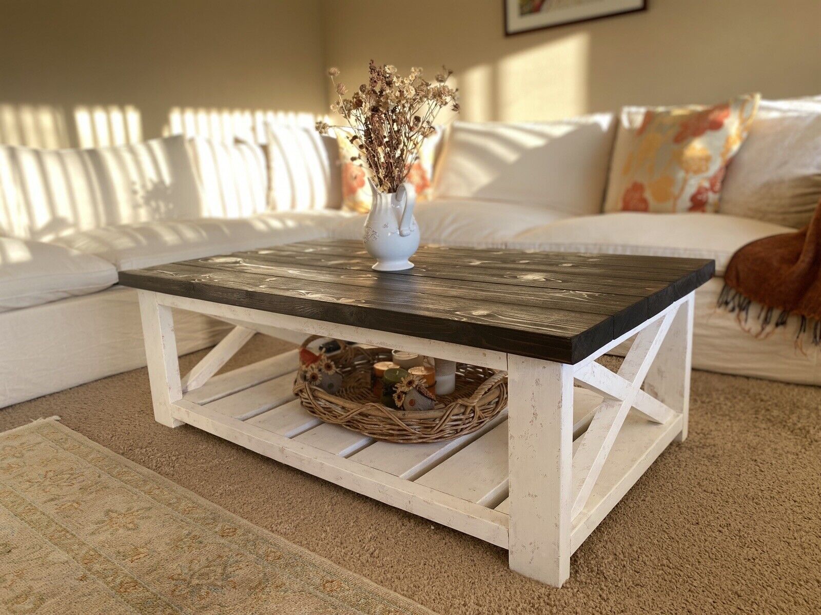 Farm Style Coffee Table Redwood & Pine | Ebay Inside Farmhouse Style Coffee Tables (View 2 of 15)