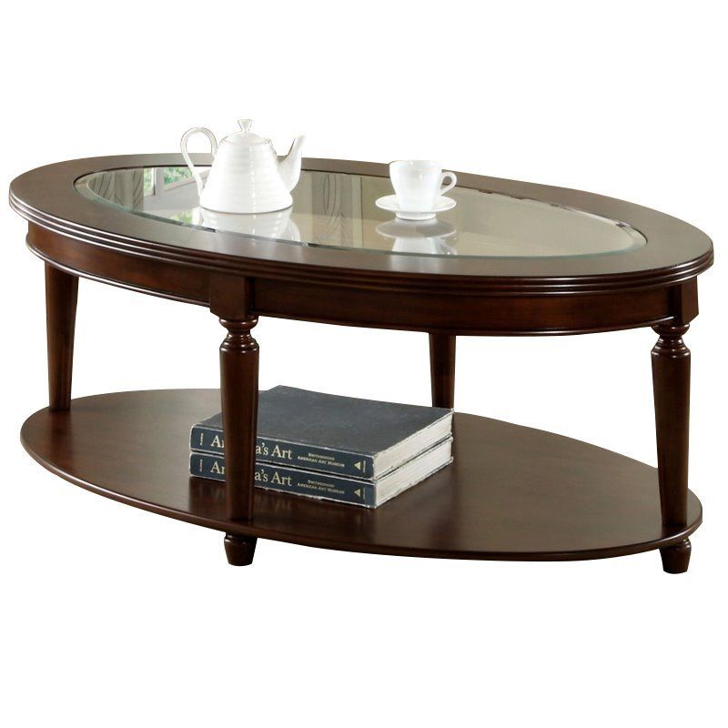 Furniture Of America Chrinus Wood 1 Shelf Coffee Table In Dark Cherry –  Walmart With Regard To Dark Cherry Coffee Tables (View 15 of 15)
