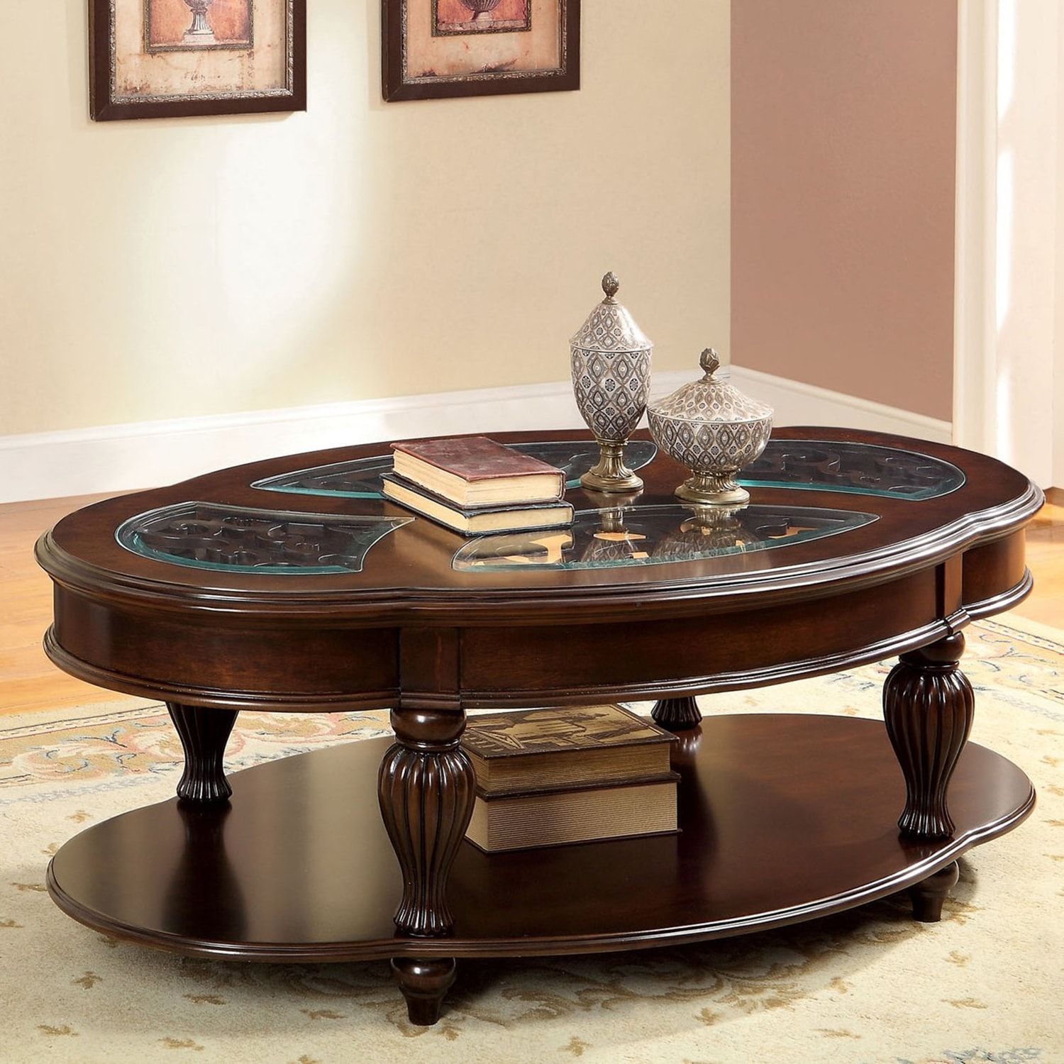 Furniture Of America Zerathe Traditional Cherry 54 Inch Coffee Table –  Overstock – 9264050 With Dark Cherry Coffee Tables (View 7 of 15)