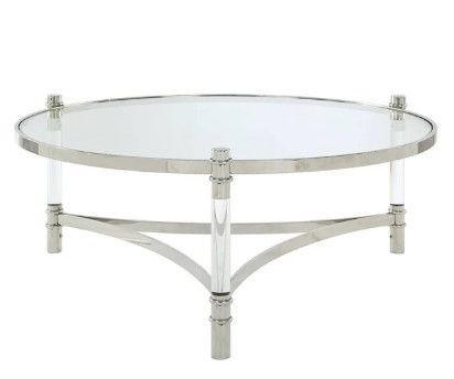 Glass Acrylic & Metal Round Top Coffee Table | Coffee Table, Stainless  Steel Coffee Table, Sleek Coffee Table With Regard To Stainless Steel And Acrylic Coffee Tables (View 6 of 15)