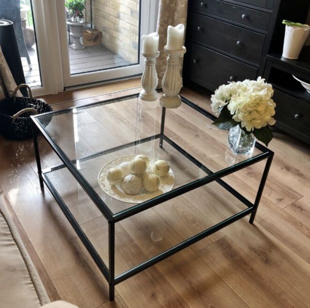 Glass Coffee Table Metal Square Furniture Modern Storage Shelf Vintage Room  Unit For Sale Online | Ebay With Regard To Glass Coffee Tables With Storage Shelf (View 15 of 15)