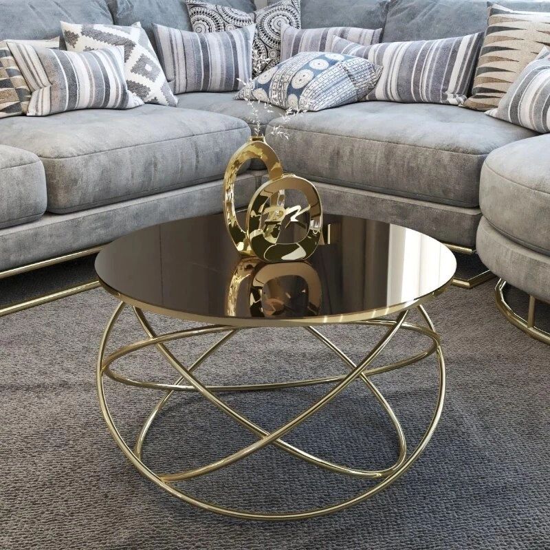 Gold Metal Center Coffee Table, Bronze Mirrored Nesting Round Living Room  Kitchen Home Furniture Decor End Dining Turkey From|coffee Tables| –  Aliexpress Inside Bronze Metal Coffee Tables (View 15 of 15)