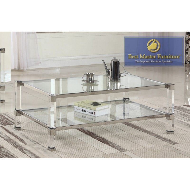 Gw122 Modern Coffee Table Set | Best Master Furniture Coffee Table Sets Coffee  Table Color Clear With Regard To Stainless Steel And Acrylic Coffee Tables (View 2 of 15)