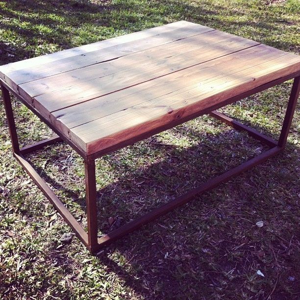 Hand Crafted Metal Base Reclaimed Wood Top Coffee Tableosleeper Designs  | Custommade Regarding Metal Base Coffee Tables (View 2 of 15)