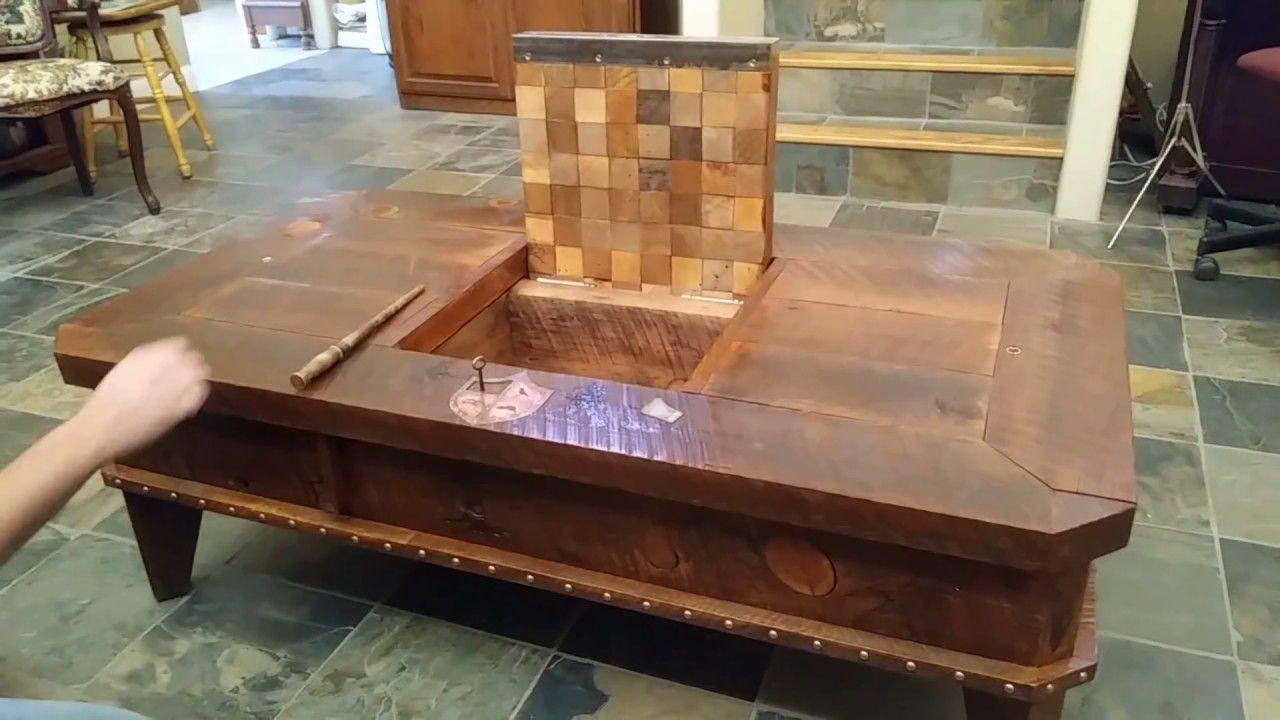 Hidden Compartment Wizard Coffee Table – Youtube Inside Coffee Tables With Compartment (View 5 of 15)