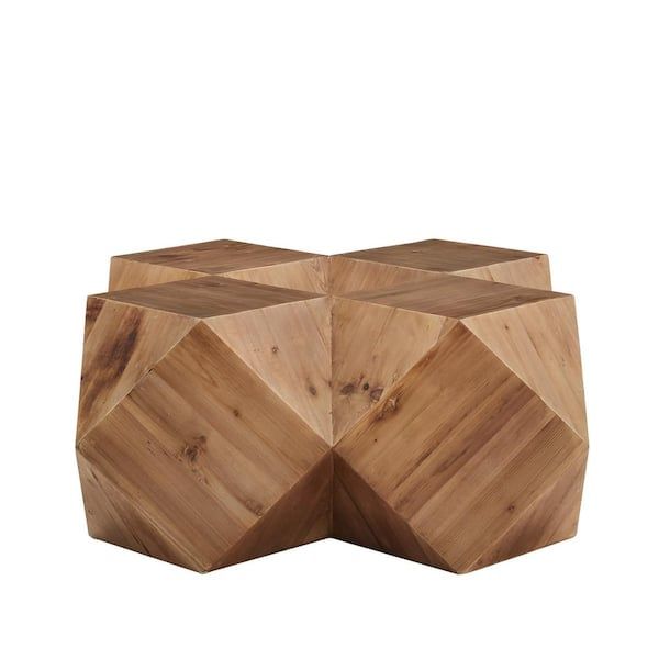 Homesullivan Natural Reclaimed Wood Geometric Coffee Table 40e009 30nt –  The Home Depot For Geometric Block Solid Coffee Tables (View 15 of 15)