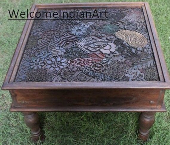 Indian Antique Wooden Coffee Table Beautiful Hand Carved Hand – Etsy Italia Within Wooden Hand Carved Coffee Tables (View 1 of 15)