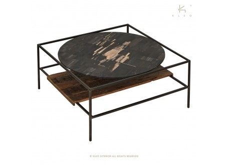 Influence Coffee Table, Square With Glass Top – L80 Cm Regarding Deco Stone Coffee Tables (View 11 of 15)