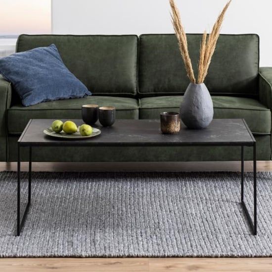 Infor Rectangular Wooden Coffee Table In Black Marble Effect | Furniture In  Fashion Inside Marble Melamine Coffee Tables (View 14 of 15)