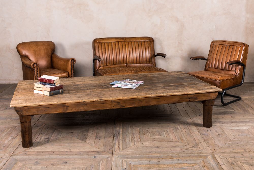 Large Vintage Coffee Table Low Wooden | Peppermill Interiors For Reclaimed Vintage Coffee Tables (View 3 of 15)