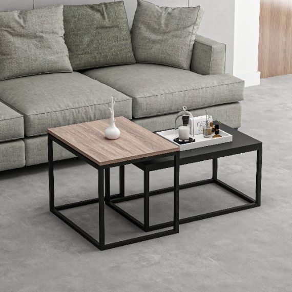 Leka Coffee Table, Walnut, Black, W117xd60xh47 Cm | Maison In Design With Modern 2 Tier Coffee Tables Coffee Tables (View 11 of 15)