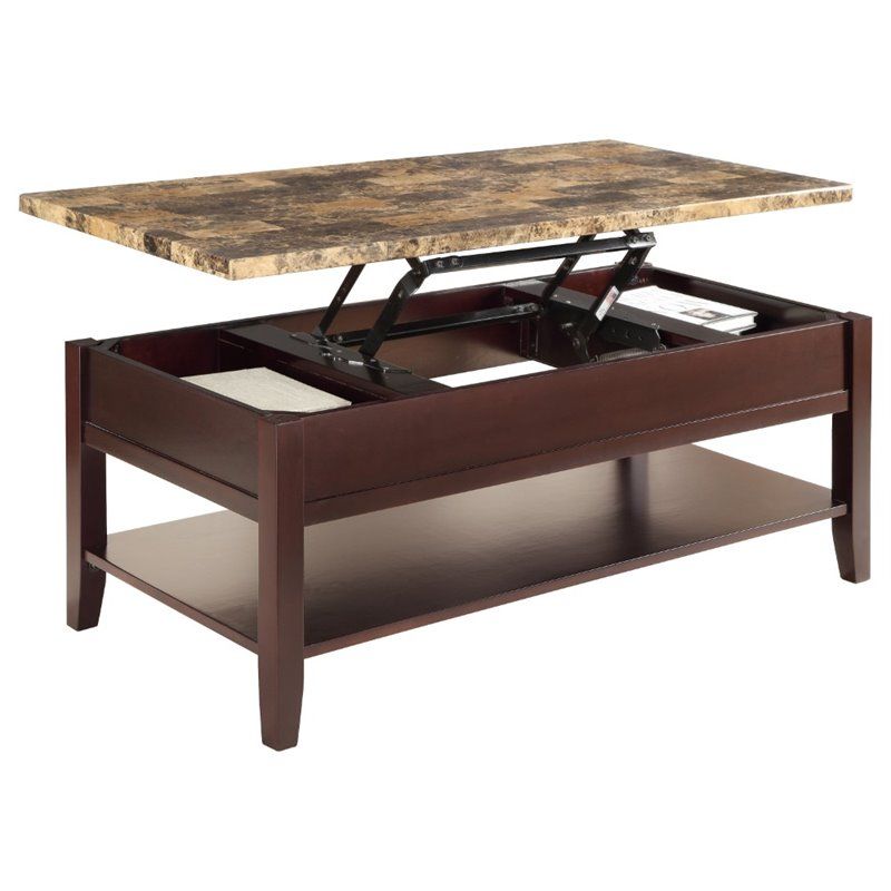 Lexicon Orton Faux Marble Lift Top Coffee Table In Dark Cherry |  Bushfurniturecollection Pertaining To Faux Marble Top Coffee Tables (View 4 of 15)