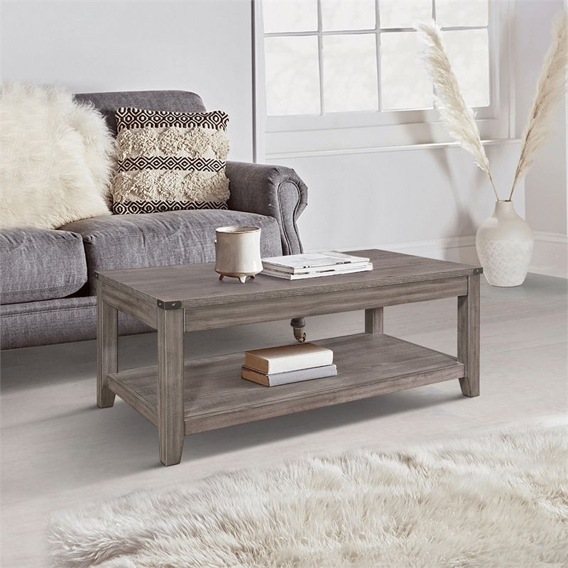 Lexicon Woodrow Industrial Melamine Laminate Coffee Table In Gray | Cymax  Business With Melamine Coffee Tables (View 12 of 15)