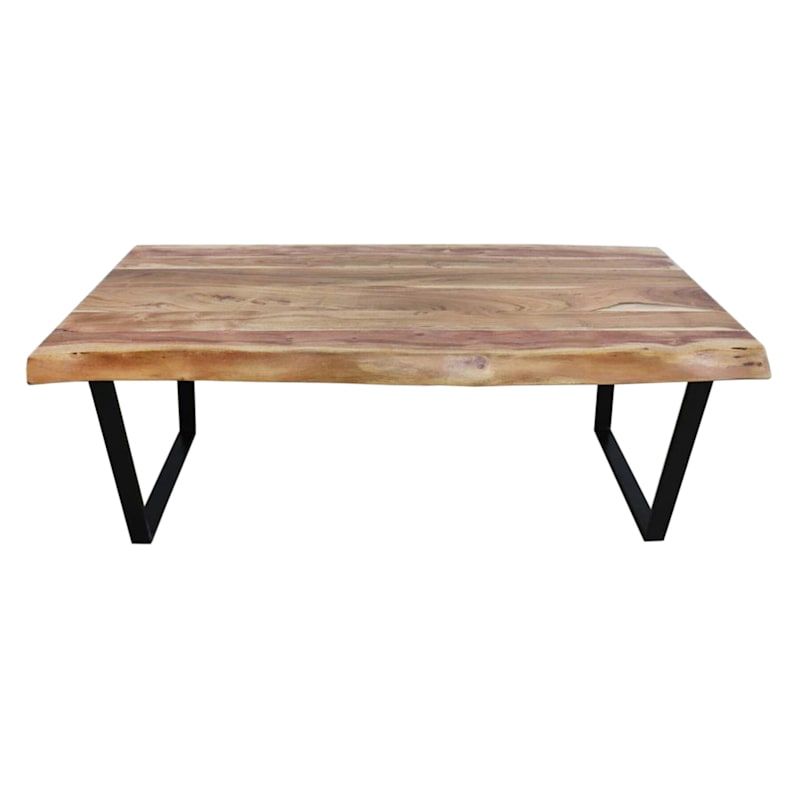 Live Edge Wood Top Coffee Table With Metal Base | At Home Inside Metal Base Coffee Tables (View 12 of 15)