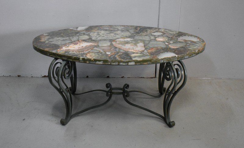 Marble And Wrought Iron Coffee Table – 1950 – Low Table In Iron Coffee Tables (View 11 of 15)