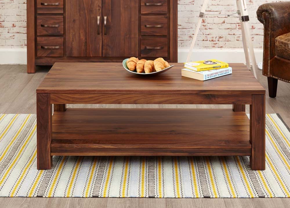 Mayan Walnut Open Coffee Table – Coffee Tables – Living Room | Hallowood Throughout Open Shelf Coffee Tables (View 12 of 15)