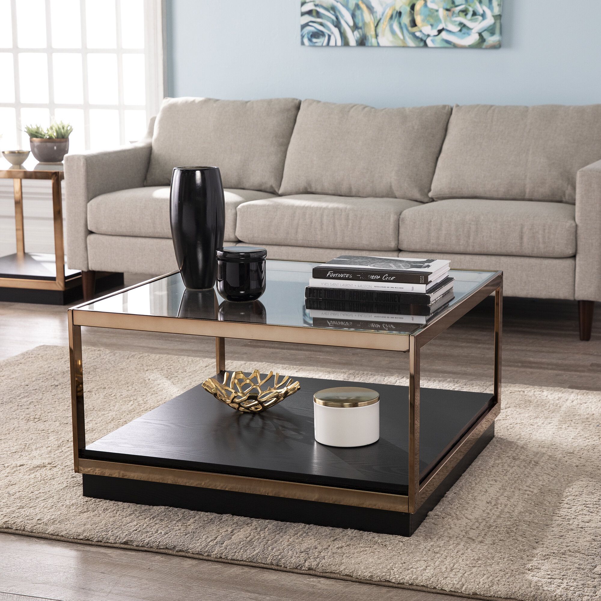 Mercer41 Coni Frame Coffee Table With Storage & Reviews | Wayfair For Smooth Top Coffee Tables (View 6 of 15)