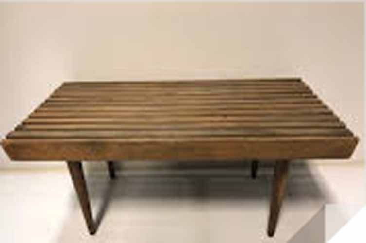 Mid Century Modern Slat Wood Coffee Table ⋆ Movie Prop Rentals With Regard To Slat Coffee Tables (View 10 of 15)
