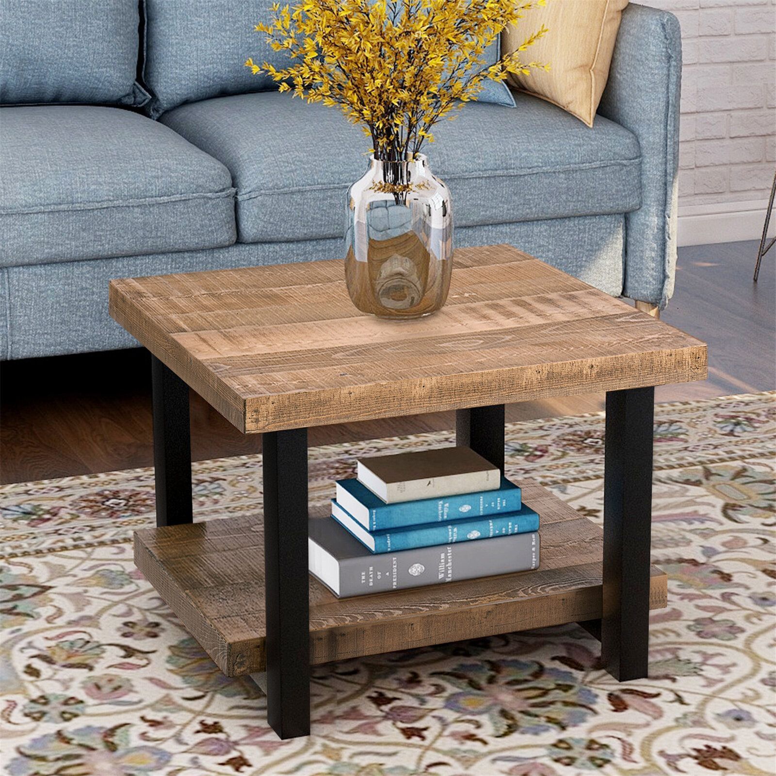 Millwood Pines Rustic Natural Coffee Table With Storage Shelf For Living  Room | Wayfair With Regard To Rustic Natural Coffee Tables (View 9 of 15)