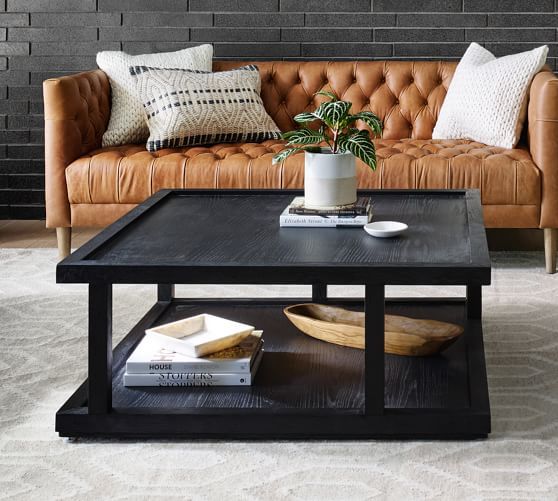 Modern 40" Square Coffee Table | Pottery Barn Regarding Black Square Coffee Tables (View 2 of 15)