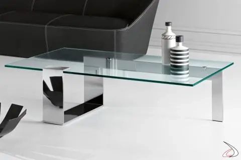 Modern And Elegant Glass Coffee Table With Metal Frame Plinsky | Toparredi Intended For Glass Topped Coffee Tables (View 12 of 15)