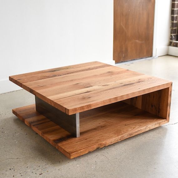 Modern Coffee Table / Square Open Shelf Coffee Table Made From – Etsy Italia Intended For Open Shelf Coffee Tables (View 1 of 15)