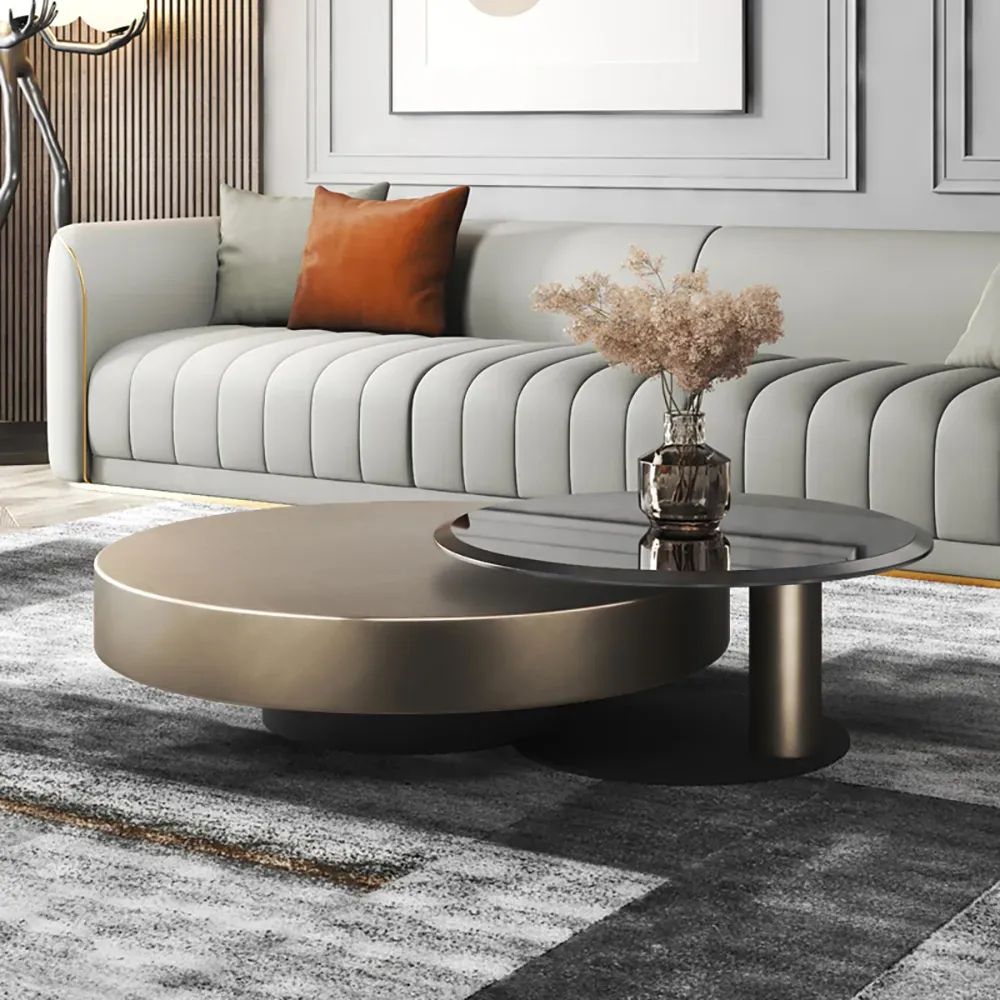 Modern Gold & Black 2 Piece Round Nesting Coffee Table Set With Tempered  Glass Top Homary | Round Nesting Coffee Tables, Nesting Coffee Tables, Coffee  Table In 2 Piece Coffee Tables (View 9 of 15)