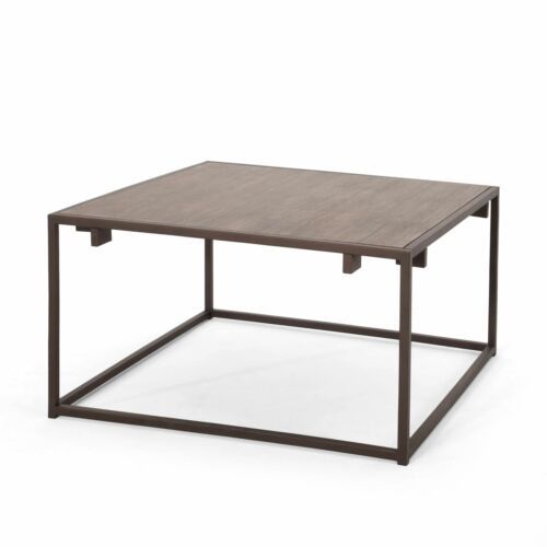 Modern Industrial Faux Wood Square Coffee Table | Ebay For Industrial Faux Wood Coffee Tables (View 4 of 15)
