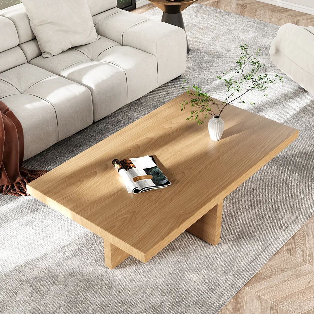 Modern Wood Coffee Table Rectangle Shaped In Natural Rustic Homary For Rustic Natural Coffee Tables (View 6 of 15)