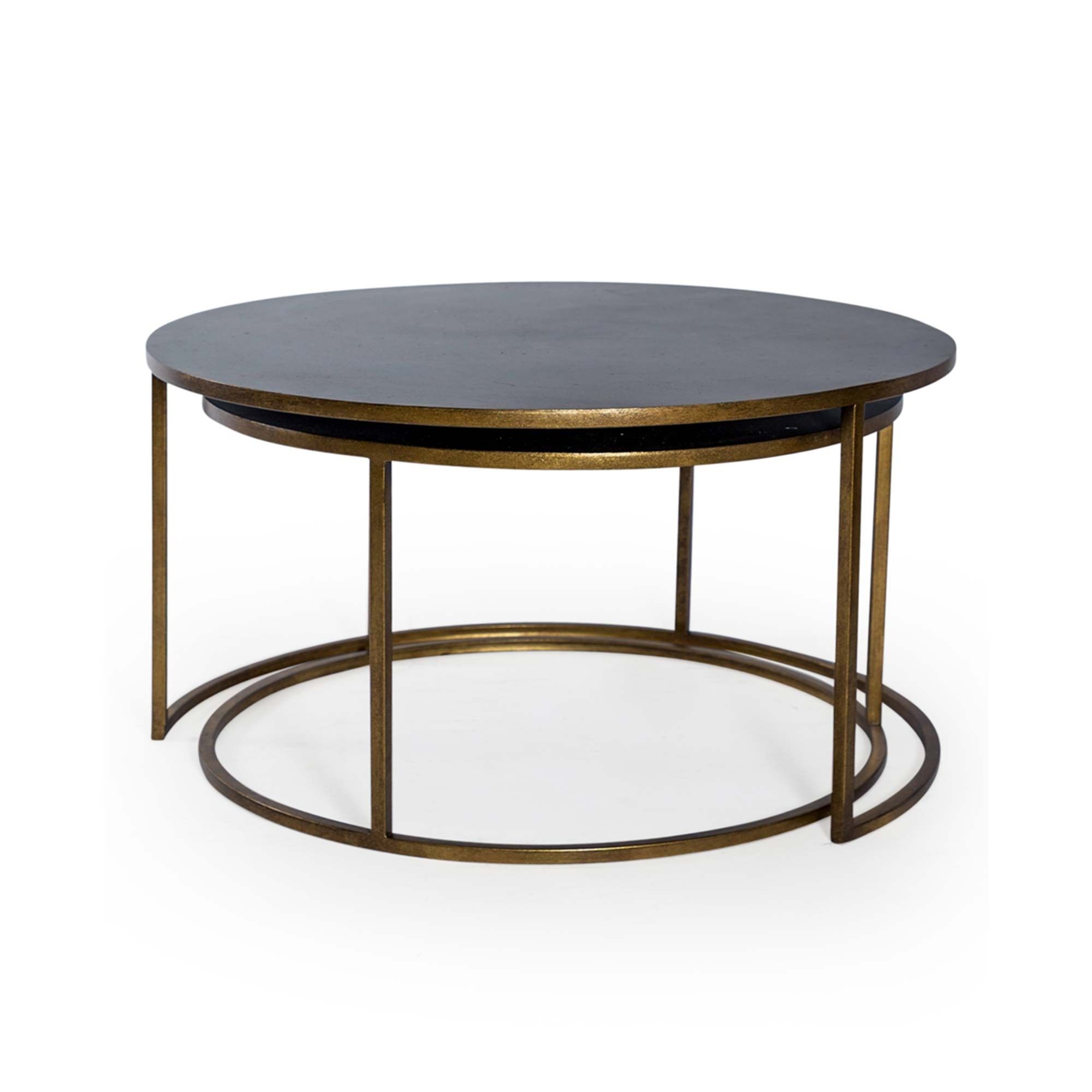 Nest Of 2 Antique Gold And Bronze Metal Coffee Tables | Nest Of Tables In Bronze Metal Coffee Tables (View 5 of 15)
