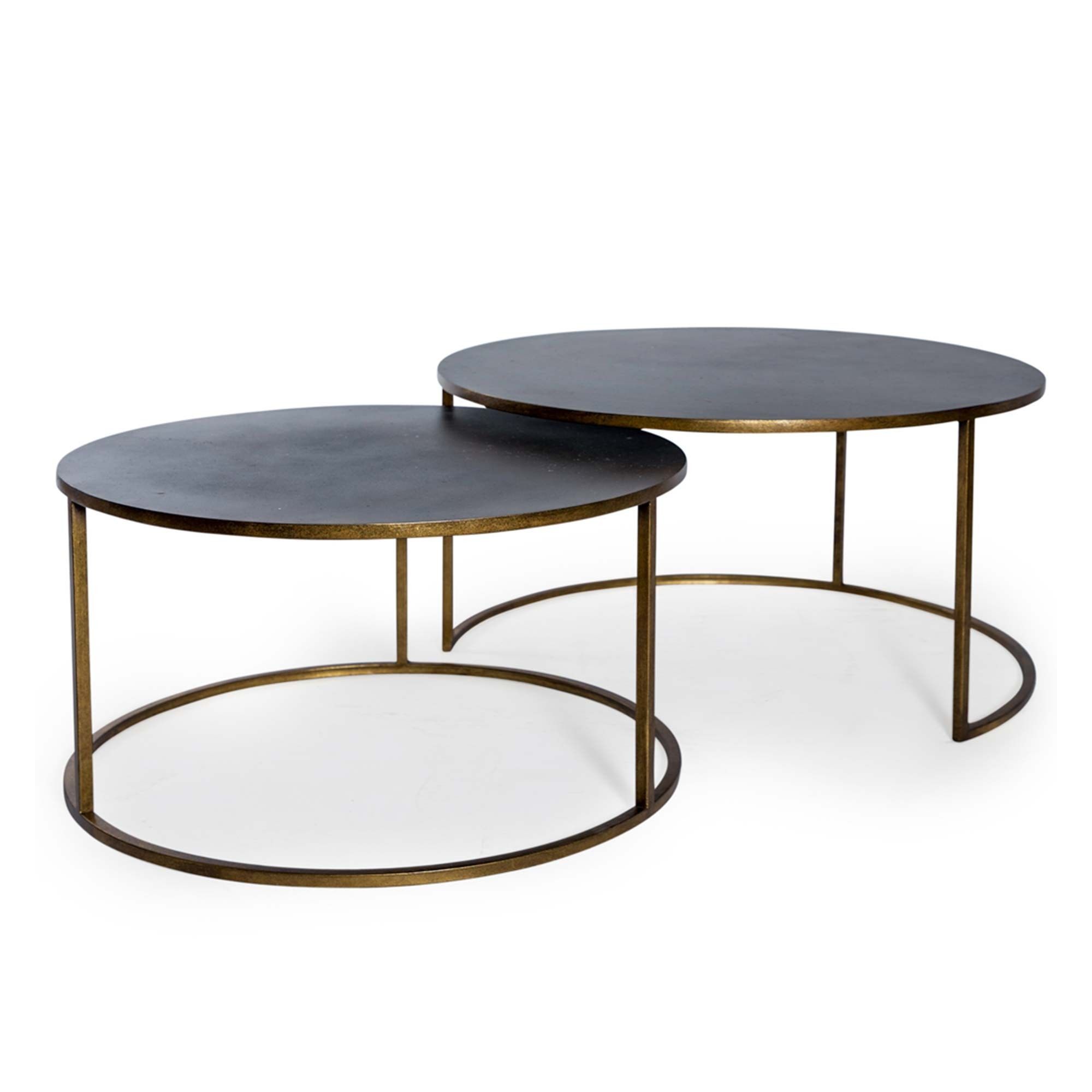 Nest Of 2 Antique Gold And Bronze Metal Coffee Tables | Nest Of Tables With Bronze Metal Coffee Tables (View 4 of 15)