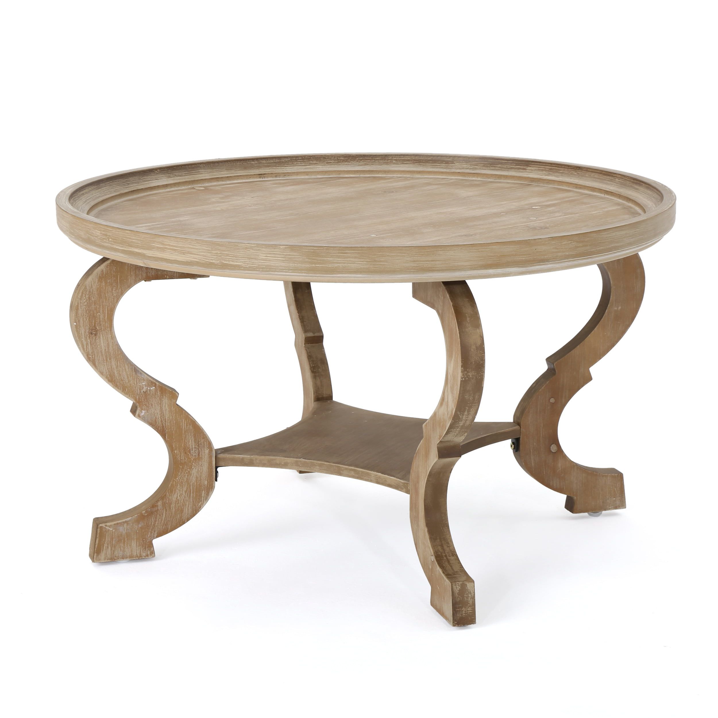 Noble House Shelton Faux Wood Circular Coffee Table, Nature – Walmart Inside Faux Wood Coffee Tables (View 2 of 15)