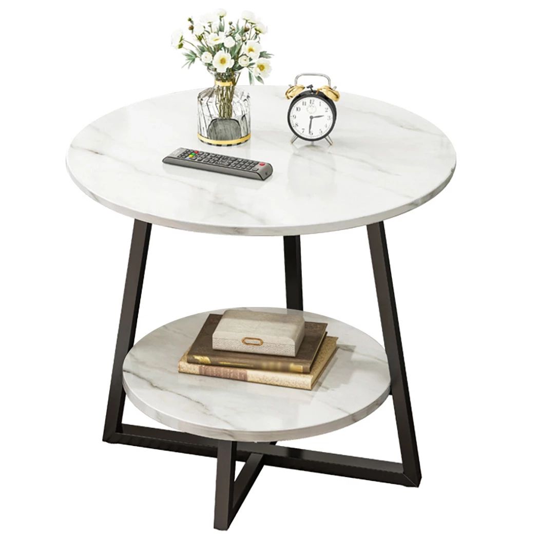 Nordic Coffee Tea Table Round Smooth 2 Tier Side Table Luxury Designer  House Decor Living Room Coffee Table With Metal Frame – End Tables –  Aliexpress Regarding 2 Tier Metal Coffee Tables (View 8 of 15)