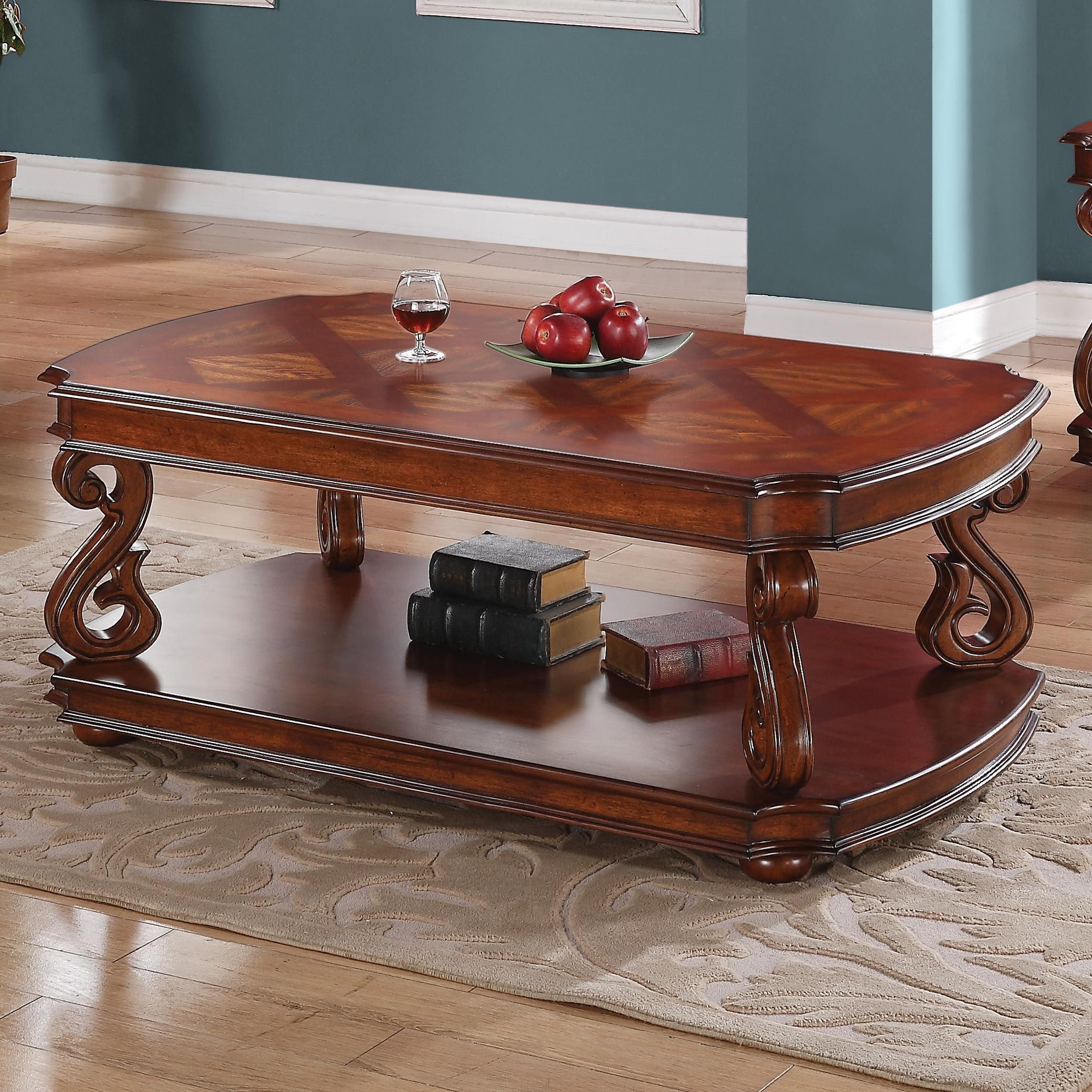 Occasional Group Traditional Coffee Table With Parquet Veneers In Dark  Cherry Finish | Quality Furniture At Affordable Prices In Philadelphia Main  Line Pa With Regard To Dark Cherry Coffee Tables (View 4 of 15)