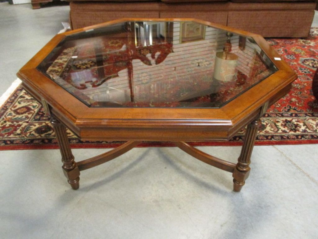 Octagon Coffee Table With Glass Top | Estate & Personal Property Furniture  Tables | Online Auctions | Proxibid Within Octagon Glass Top Coffee Tables (View 9 of 15)