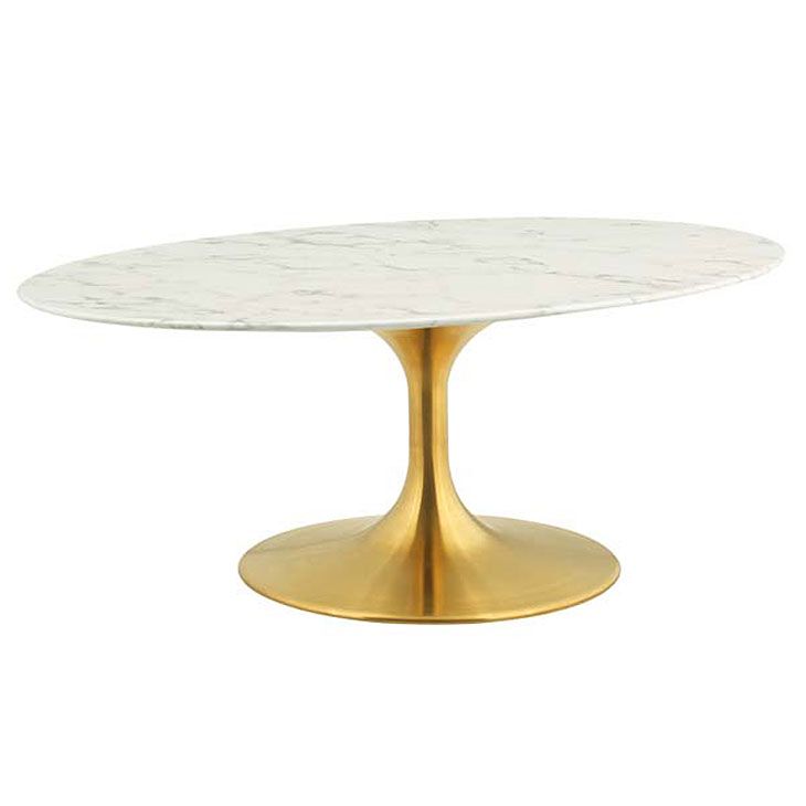 Odyssey 42" Oval Gold + Faux Marble Coffee Table | Eurway Inside Faux Marble Gold Coffee Tables (View 6 of 15)