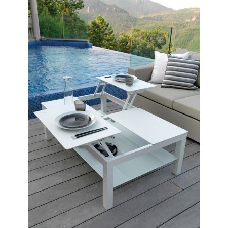 Opening Coffee Table For Outdoor In Aluminium And Tempered Glass – Chic Big Inside Tempered Glass Top Coffee Tables (View 13 of 15)