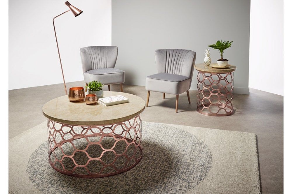 Ophelia Occasional Coffee Table Rose Gold | Serene | Furnitureinstore With Regard To Rose Gold Coffee Tables (View 7 of 15)