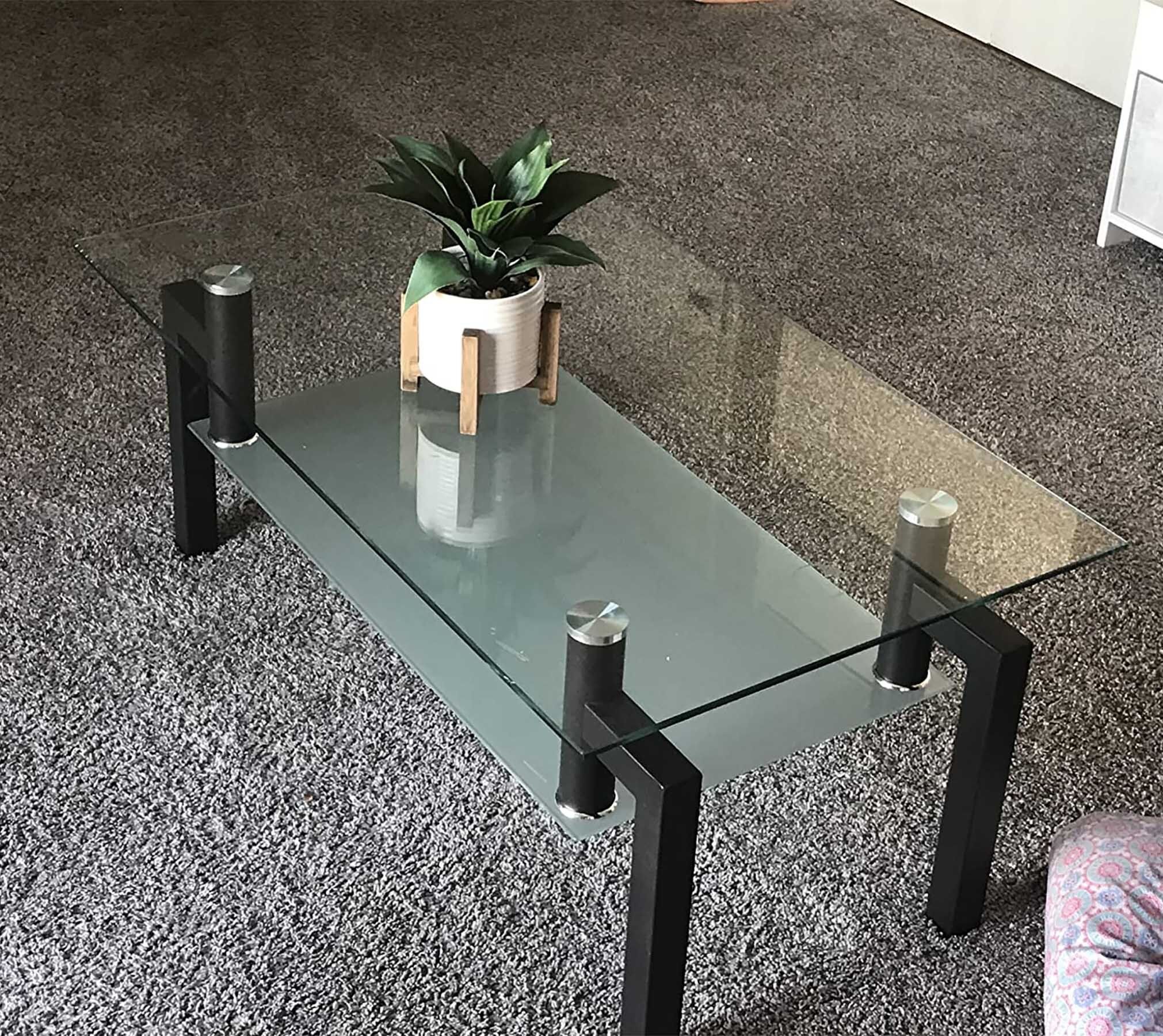 Orren Ellis Modern Glass Coffee Table With Storage,2 Tier Center Clear Coffee  Tables With Tempered Glass Tabletop & Metal Legs For Living Room | Wayfair For Modern 2 Tier Coffee Tables Coffee Tables (View 13 of 15)