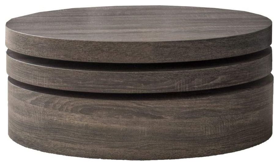 Oval Coffee Table, Hardwood Construction With Rotating Top – Industrial – Coffee  Tables  Declusia | Houzz For Rotating Wood Coffee Tables (View 13 of 15)