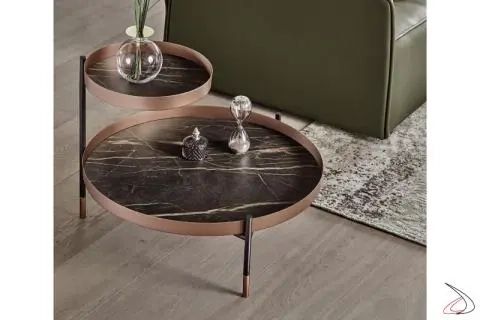 Planet Round Coffee Table With Double Rotating Tray | Toparredi For Rotating Wood Coffee Tables (View 6 of 15)