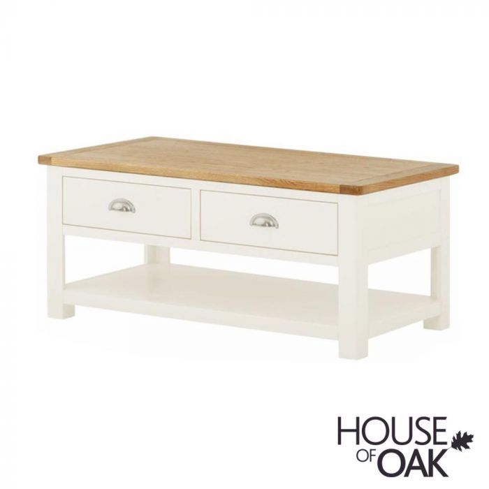 Portman Painted 2 Drawer Coffee Table In Whitehouse Of Oak | House Of  Oak Pertaining To 2 Drawer Coffee Tables (View 9 of 15)