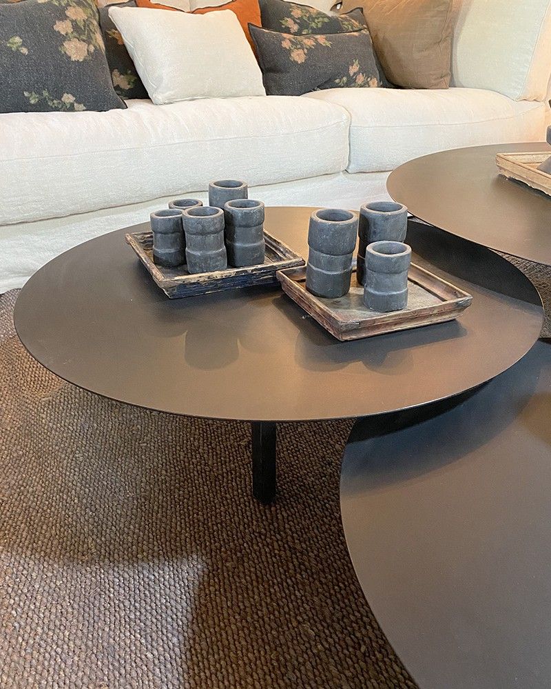 Round Black Metal Coffee Table – Medium Model – La Maison Pernoise For Medium Coffee Tables (View 1 of 15)
