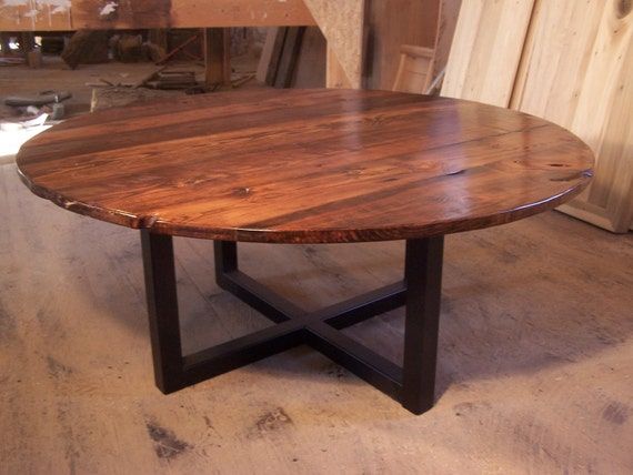 Round Coffee Table Large Coffee Table Reclaimed Wood Table – Etsy Italia With Regard To Round Industrial Coffee Tables (View 1 of 15)