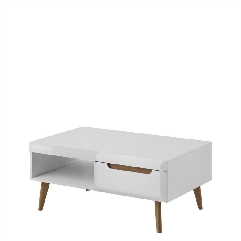 Scandinavian Coffee Table 2 Drawers 107 Cm Marek (white, Wood) Pertaining To 2 Drawer Coffee Tables (View 3 of 15)