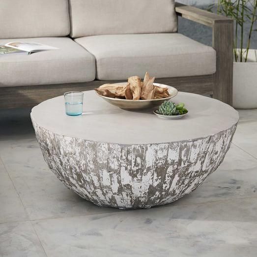 Sculpted Concrete Gray Drum Coffee Table Within Drum Shaped Coffee Tables (View 8 of 15)