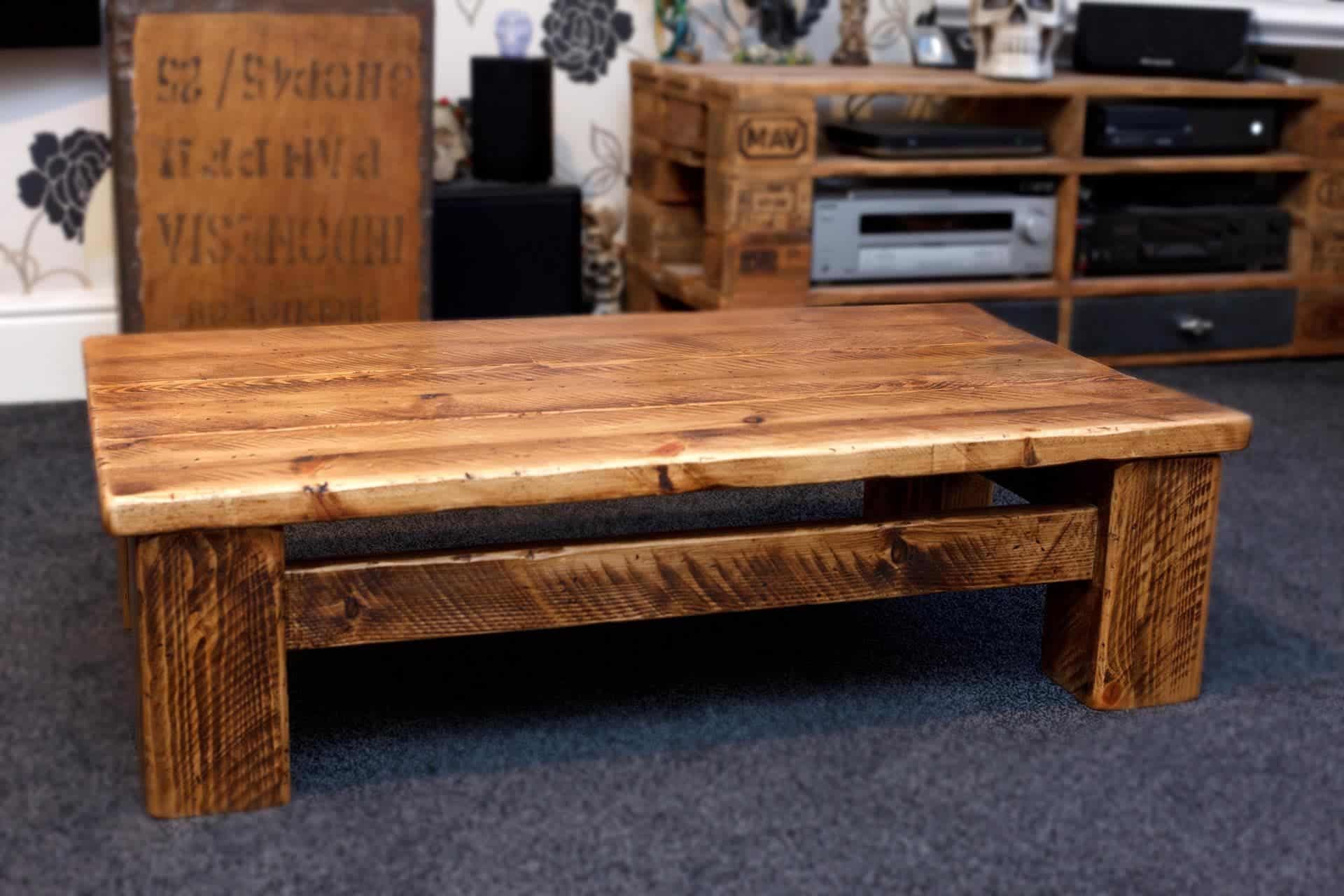 Sherwood Rustic Plank Low Down Coffee Table – Aj's Farmhouse Furniture Throughout Plank Coffee Tables (View 8 of 15)