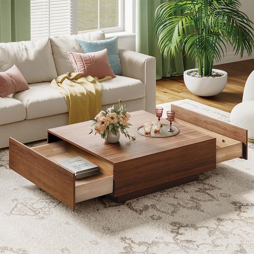 Square Pedestal Minimalist Coffee Table With Regard To Contemporary Coffee Tables With Shelf (View 10 of 15)