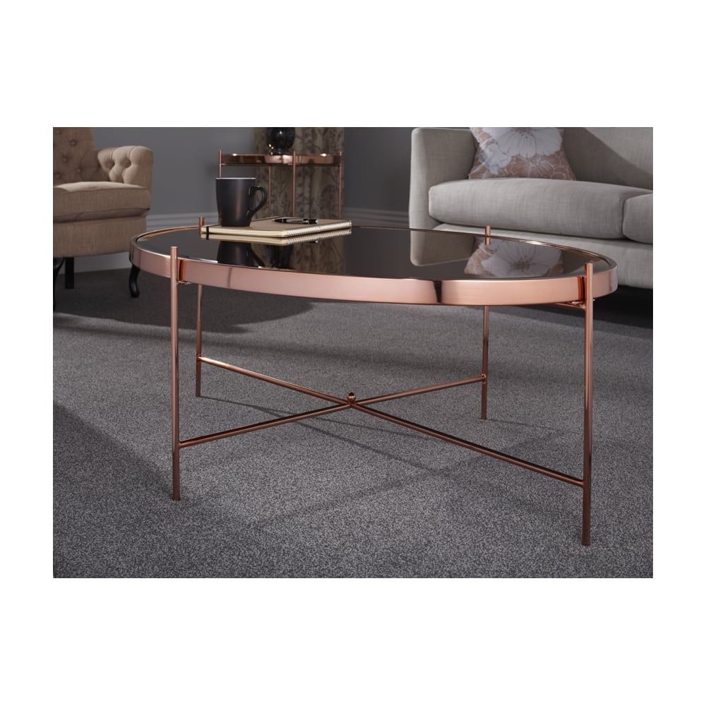 Taurus Mirror Top Rose Gold Plated Coffee Table – Living Room From Breeze  Furniture Uk Throughout Rose Gold Coffee Tables (View 11 of 15)